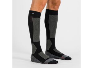 Sportful WARM WOOL LONG PONOŽKY čierne/tmavosivé