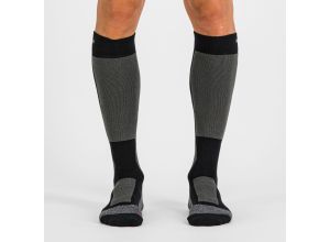 Sportful WARM WOOL LONG PONOŽKY čierne/tmavosivé