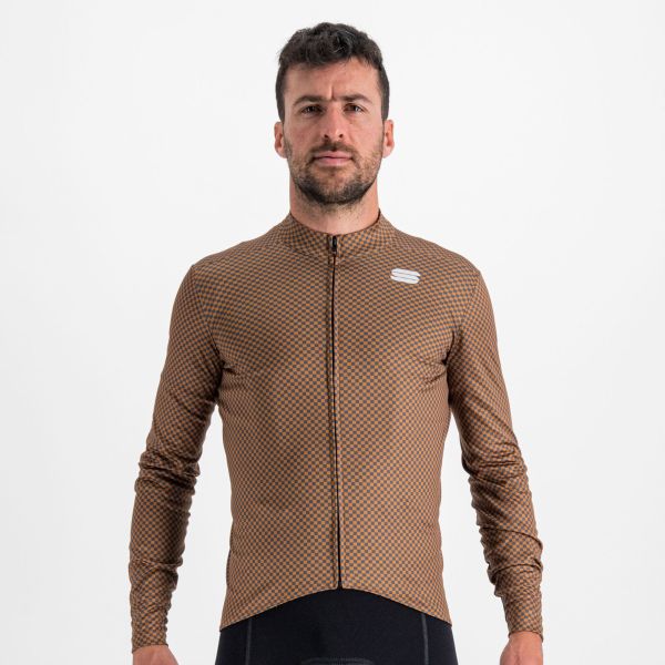 Sportful CHECKMATE THERMAL dres kožený/antracitový/červený grepfruit