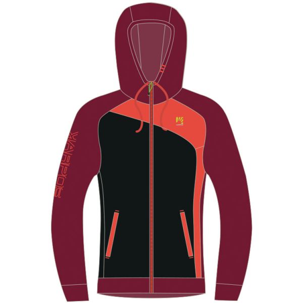 Karpos PRAMPER Zip mikina čierna/červená/grenadína