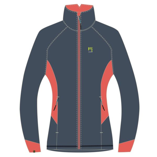 Karpos PIZZOCCO EVO dámska flíska so zipsom Vintage Indigo/Hot Coral