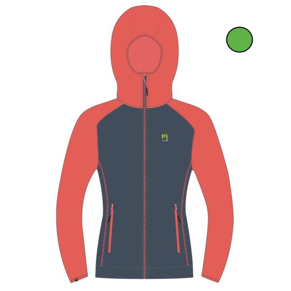 Karpos AMBRIZZOLA dámska mikina so zipsom Vintage Indigo/Hot Coral