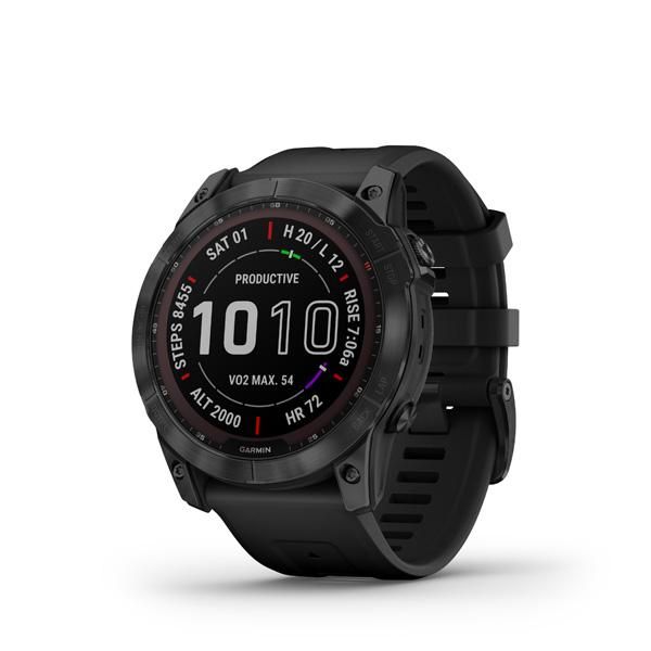 Garmin fenix 7X Sapphire Solar, Black DLC Titanium, Black Band
